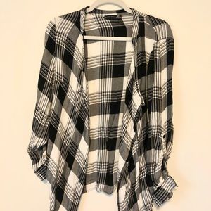 Black Tape black & white flyaway plaid cardigan